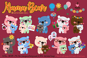 Mama Bear Digital Clip Art, a Seasonal Illustration by Cozy Cat Design (Thumbnail 3 of 10)