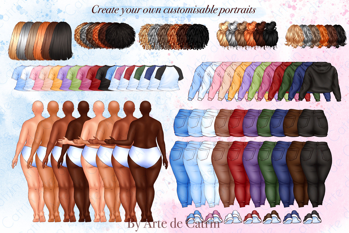 Best Friends Clipart, Plus Size Girl, a Person Illustration by ArtedeCatrin (Photo 3 of 10)