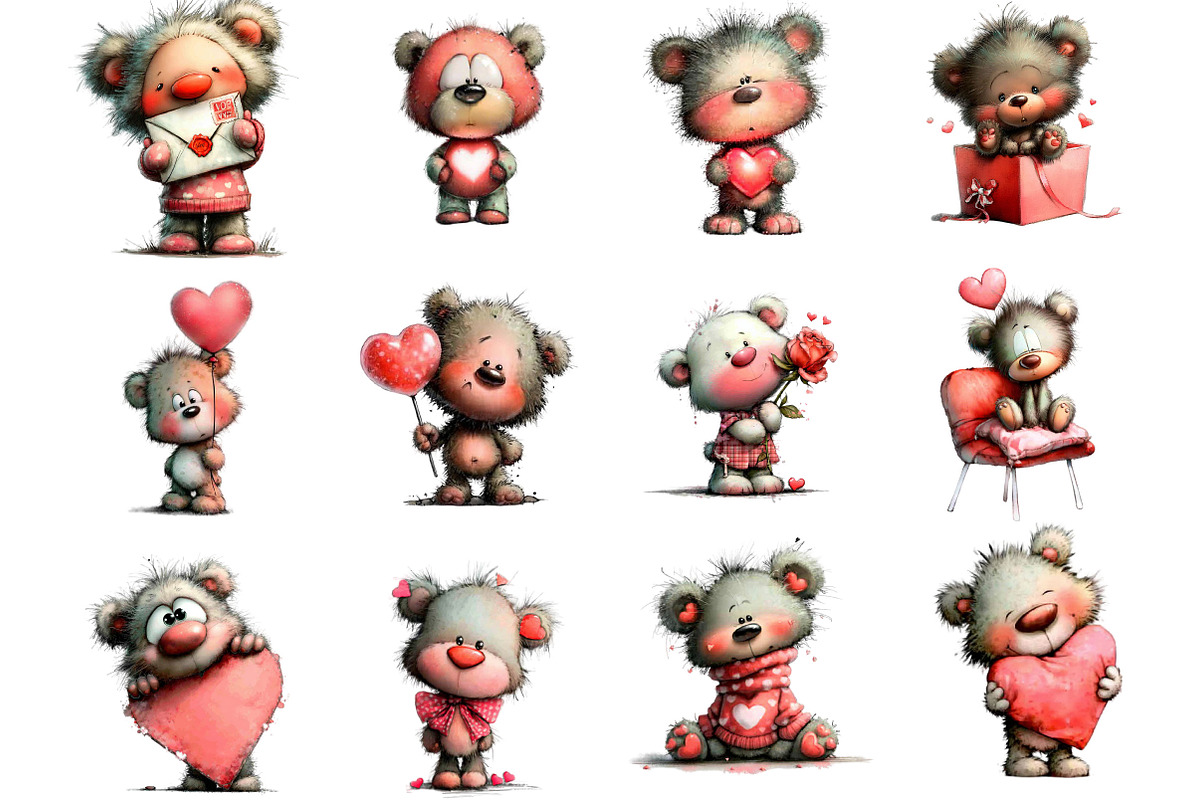 Valentine Teddy Bear Clipart, an Illustration by Designking (Photo 3 of 5)
