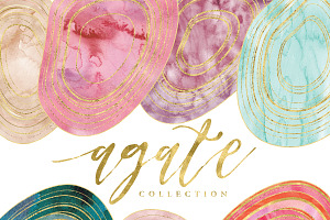 Watercolor AGATE Clipart - Gemstones