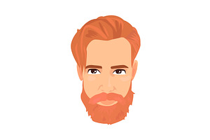 Redhead Bearded Man Icon. Colored