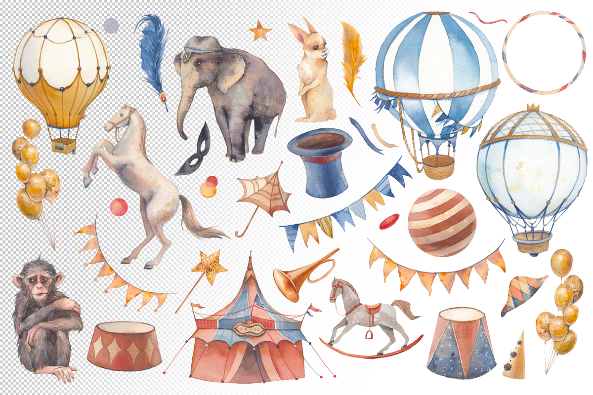 Circus watercolor set, an Animal Illustration by Eisfrei (Photo 2 of 5)