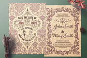 Mega Set Vintage Wedding Invitations, an Invitation Template by OneVectorStock (Thumbnail 16 of 18)