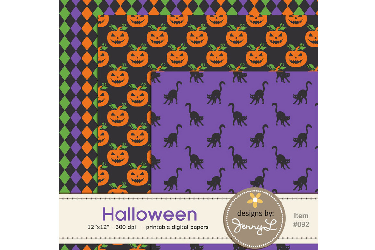 Halloween Digital Papers, a Pattern Graphic by JennyL Designs (Photo 3 of 5)