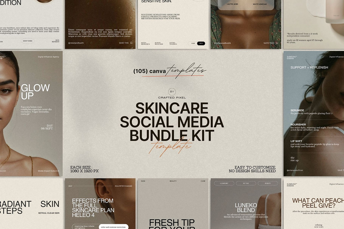 Calm Skincare Stories for Canva
