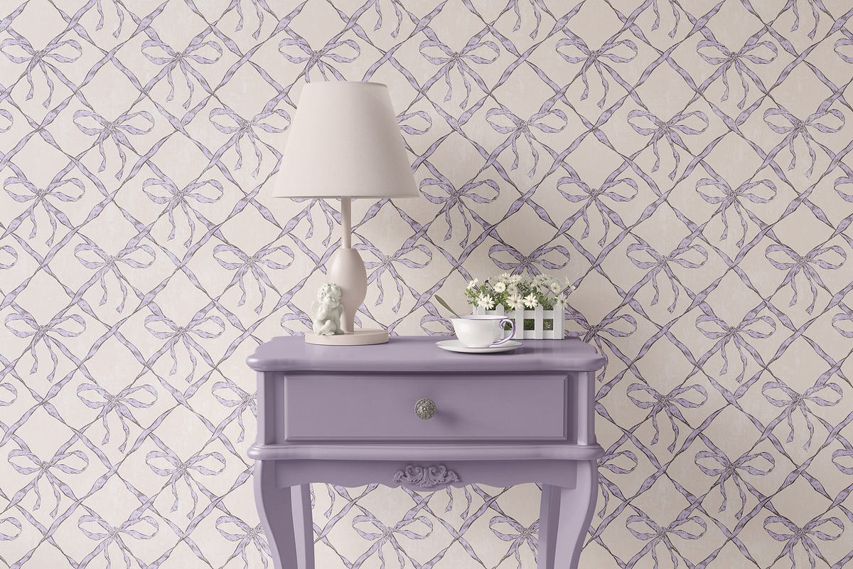 Coquette Bows & Rococo Pattern, a Wallpaper Graphic by Yello_illustration (Photo 9 of 16)