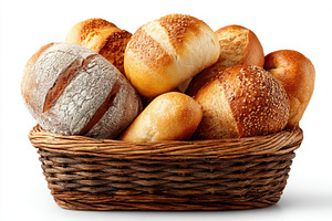 Assorted Breads in a Rustic Basket F, a Photo by Pixeness Studio