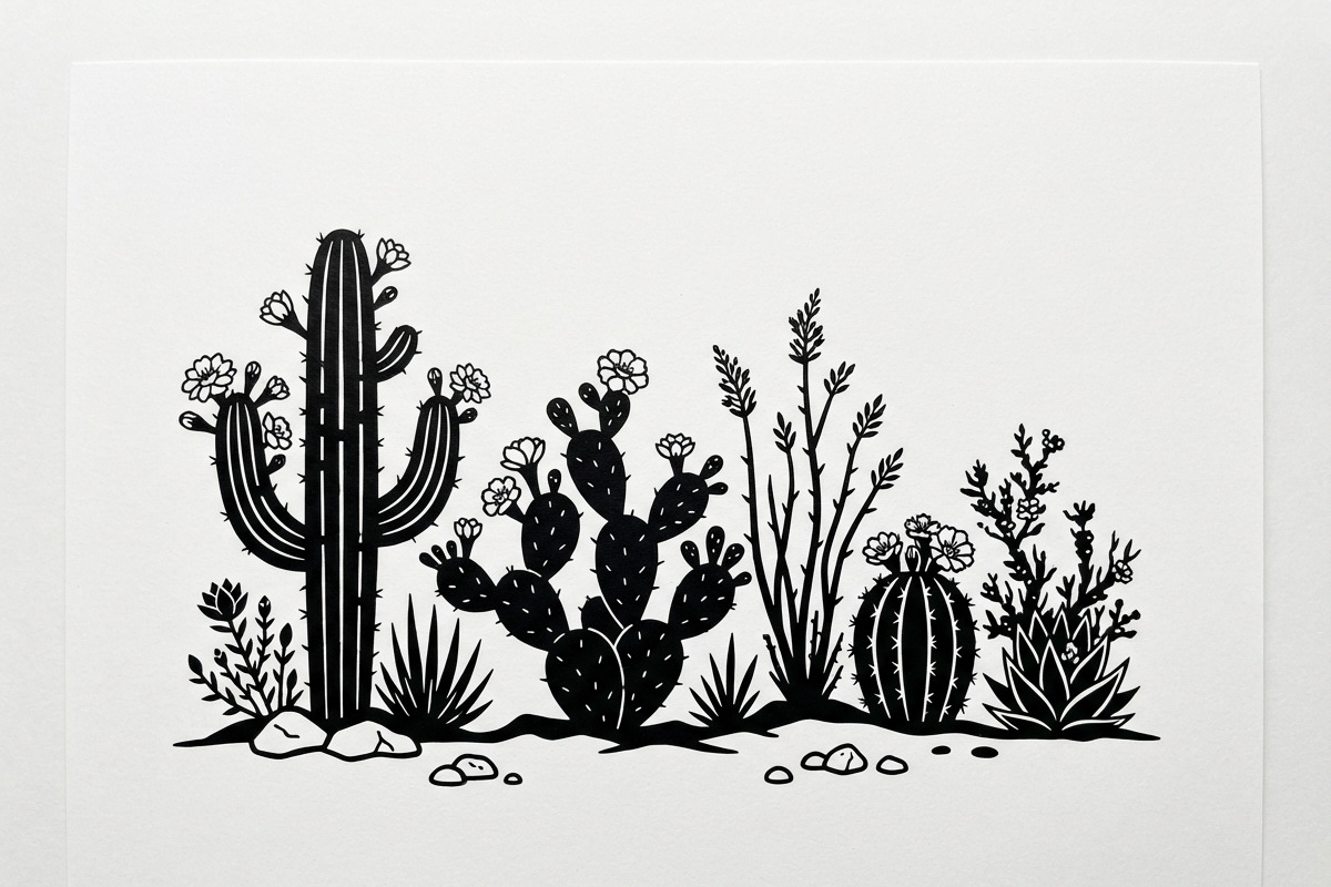 60 Desert Cactus Floral Silhouette, a Seasonal Illustration by Amazin_art (Photo 37 of 38)