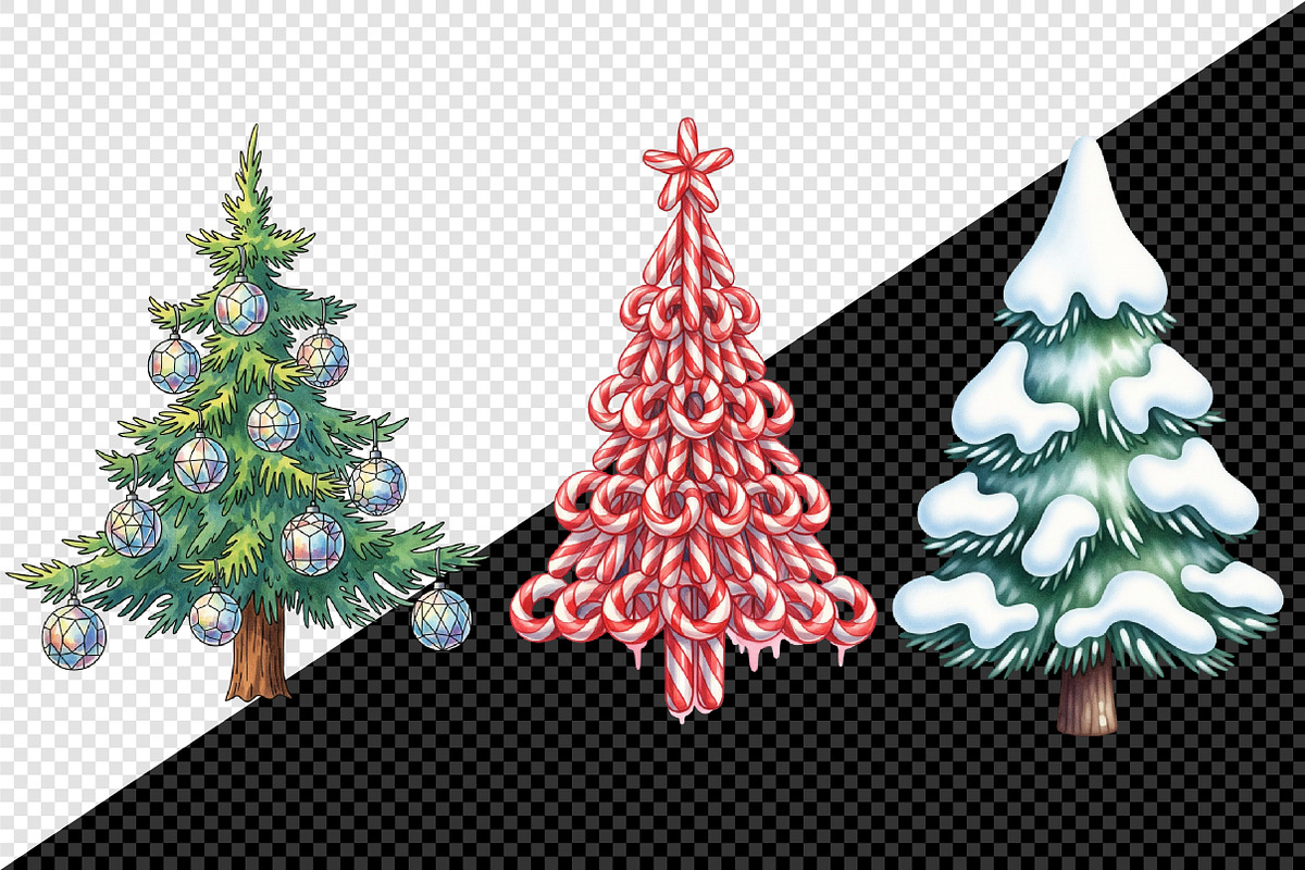 Cute Doodle Christmas Tree Clipart, an Illustration by Creative Art (Photo 5 of 9)