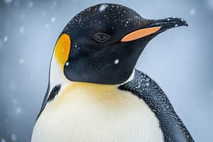 Emperor Penguin in Snowstorm Antarct, an Animal Photo by Pixeness Studio