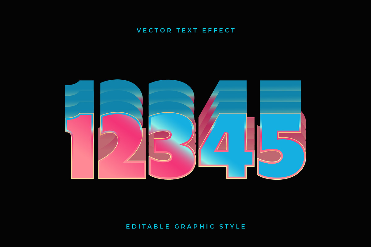 Retro Gradient Layered Text Effect preview 2