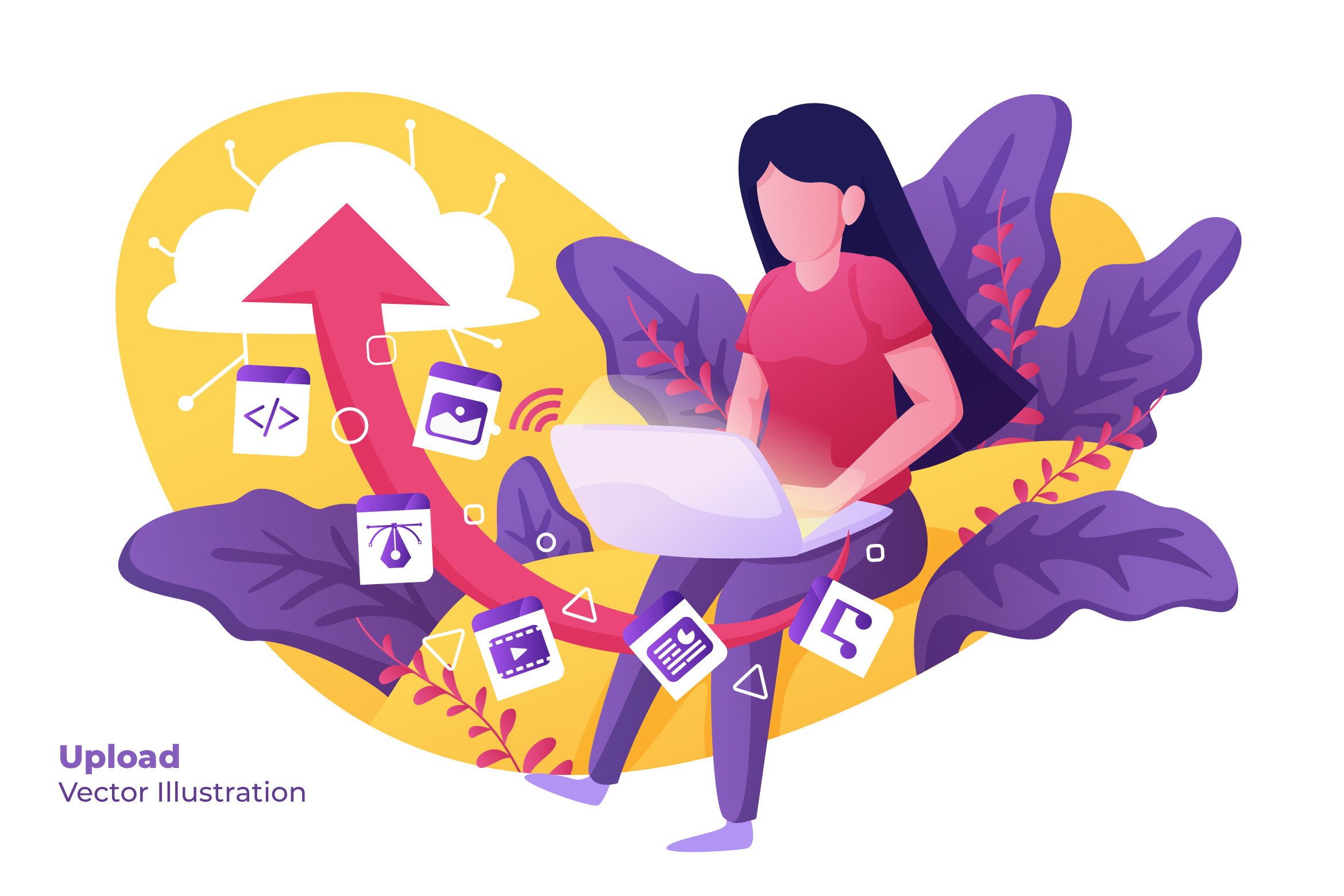 Upload - Vector Illustration, a Technology Illustration by AQR Studio