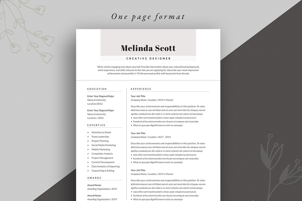 Resume Template Word and InDesign, a Resume Template by Advaita Printables (Photo 2 of 5)