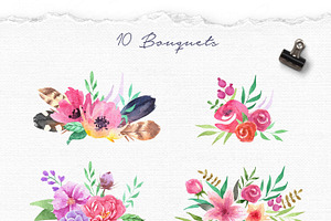 Bohemian Flowers & Feathers