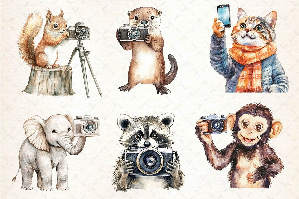 Cute Animals Photographer Clipart, an Illustration by Dream Creation (Photo 2 of 6)