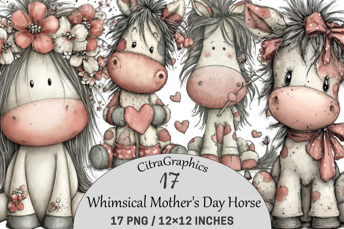 Whimsical Mother's Day Horse Clipart, a Graphic by CitraGraphics (Photo 1 of 5)