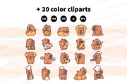Capybara Baking Clipart Set, an Animal Illustration by Palau (Thumbnail 8 of 10)