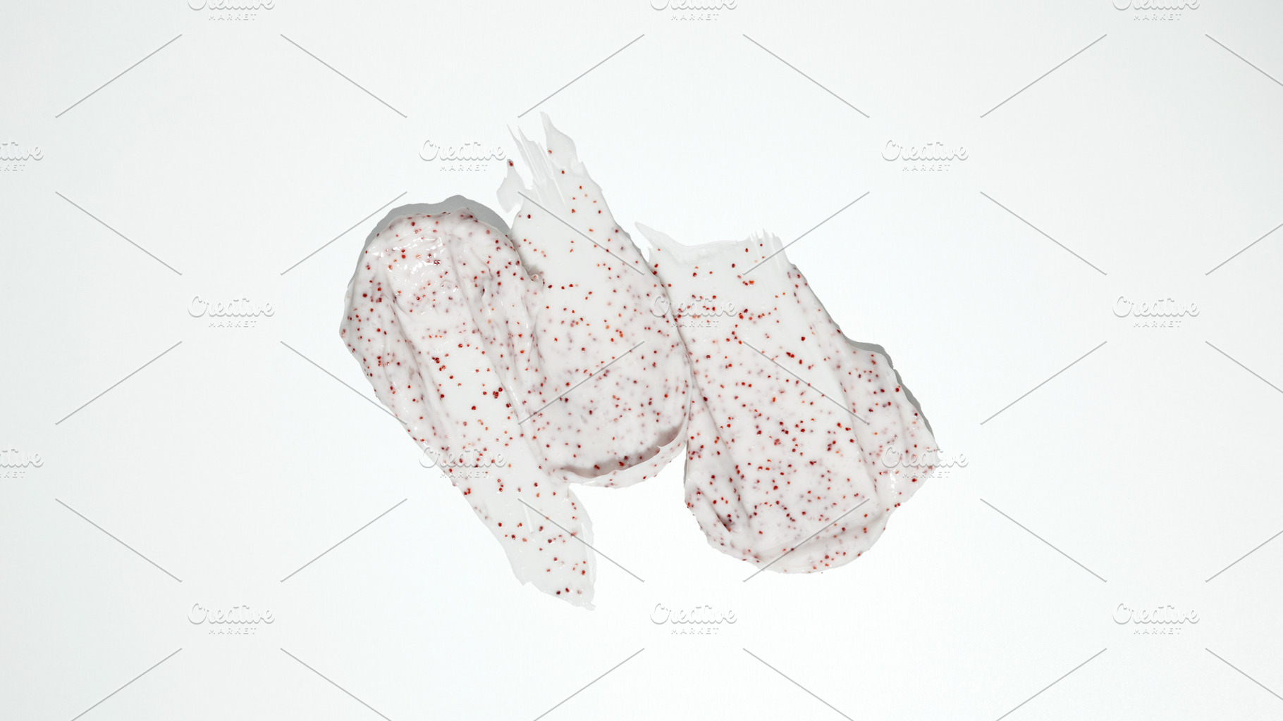 Smears of body scrub. Cosmetic smear. Fruit and berry body scrub texture of swa, a Photo by matucha