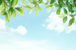 Blue sky and white clouds with green, a Photo by Dvoevnore photos