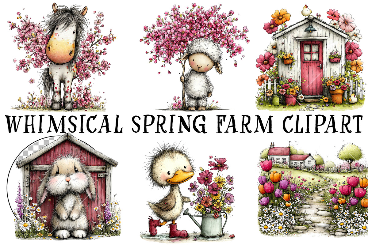 Whimsical Spring Farm Clipart, an Illustration by OK Design (Photo 2 of 6)