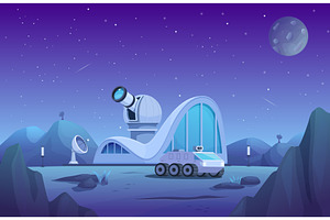 Space station on planet in universe, an Illustration by Valerie Bodnar