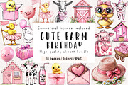 watercolor Cute Farm Birthday, an Illustration by CreationArt (Thumbnail 1 of 9)