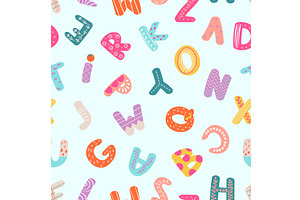 Doodle letters alphabet seamless, an Illustration by Valerie Bodnar