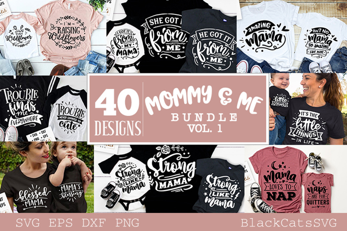 Mommy and me SVG bundle 40 designs, an Illustration by BlackCatsMedia (Photo 2 of 3)