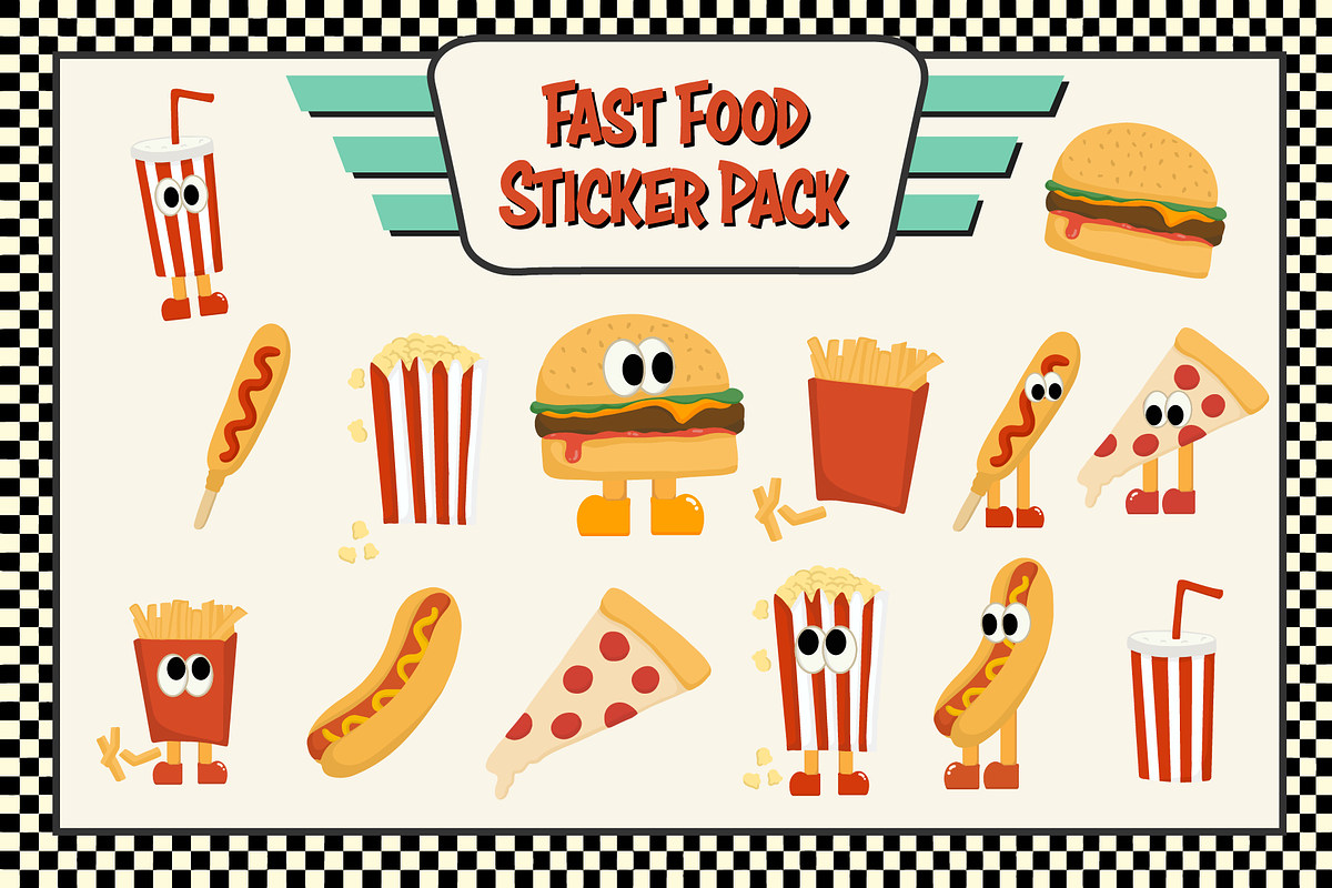 Fast Food Illustration Mascot Pack, a Food Illustration by saragoodies (Photo 1 of 9)