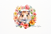 Happy Baby Hamster with Flower, an Animal Illustration by New-School-Wave (Thumbnail 3 of 5)