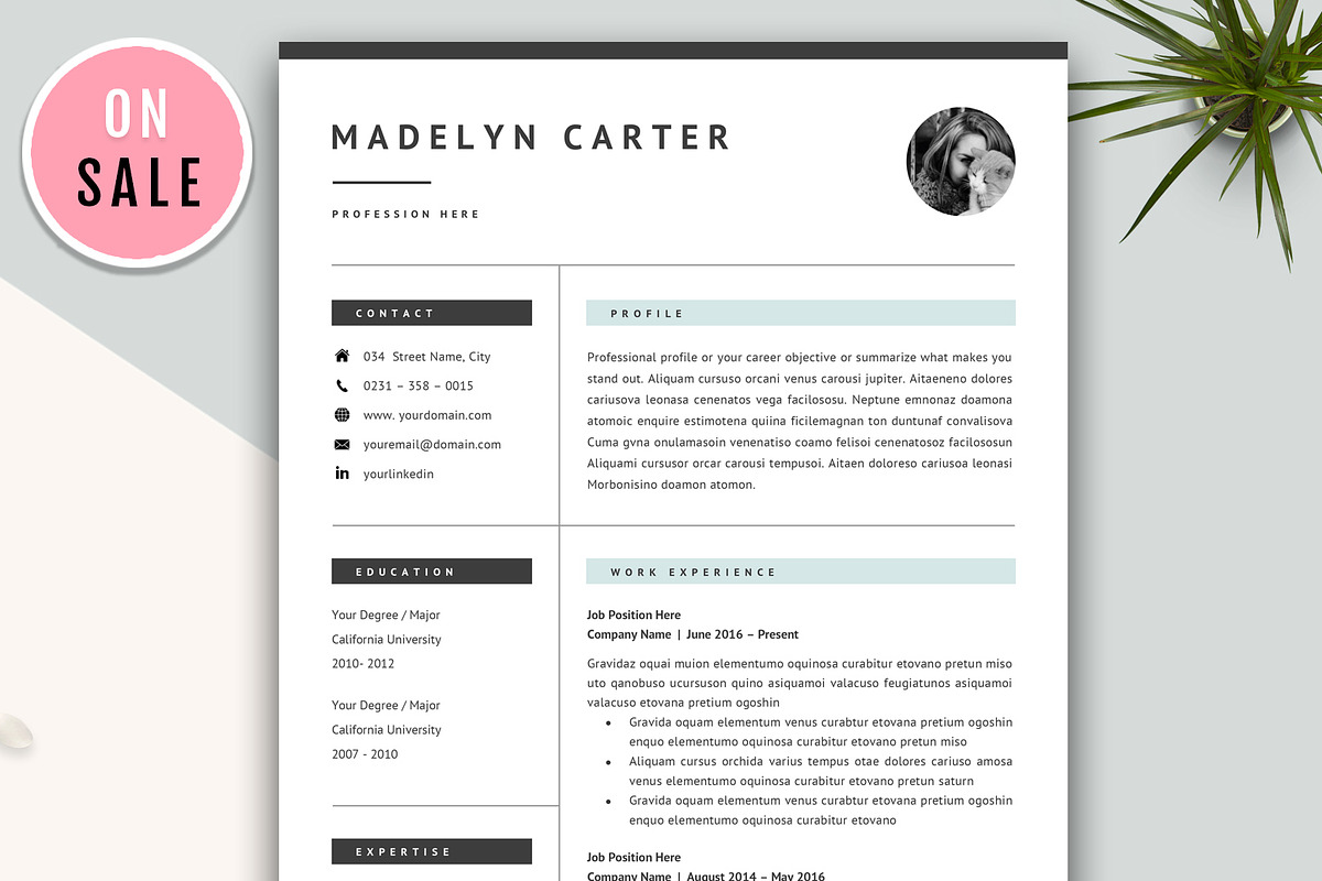 Creative Resume CV Template for Word, a Resume Template by GResume (Photo 1 of 6)