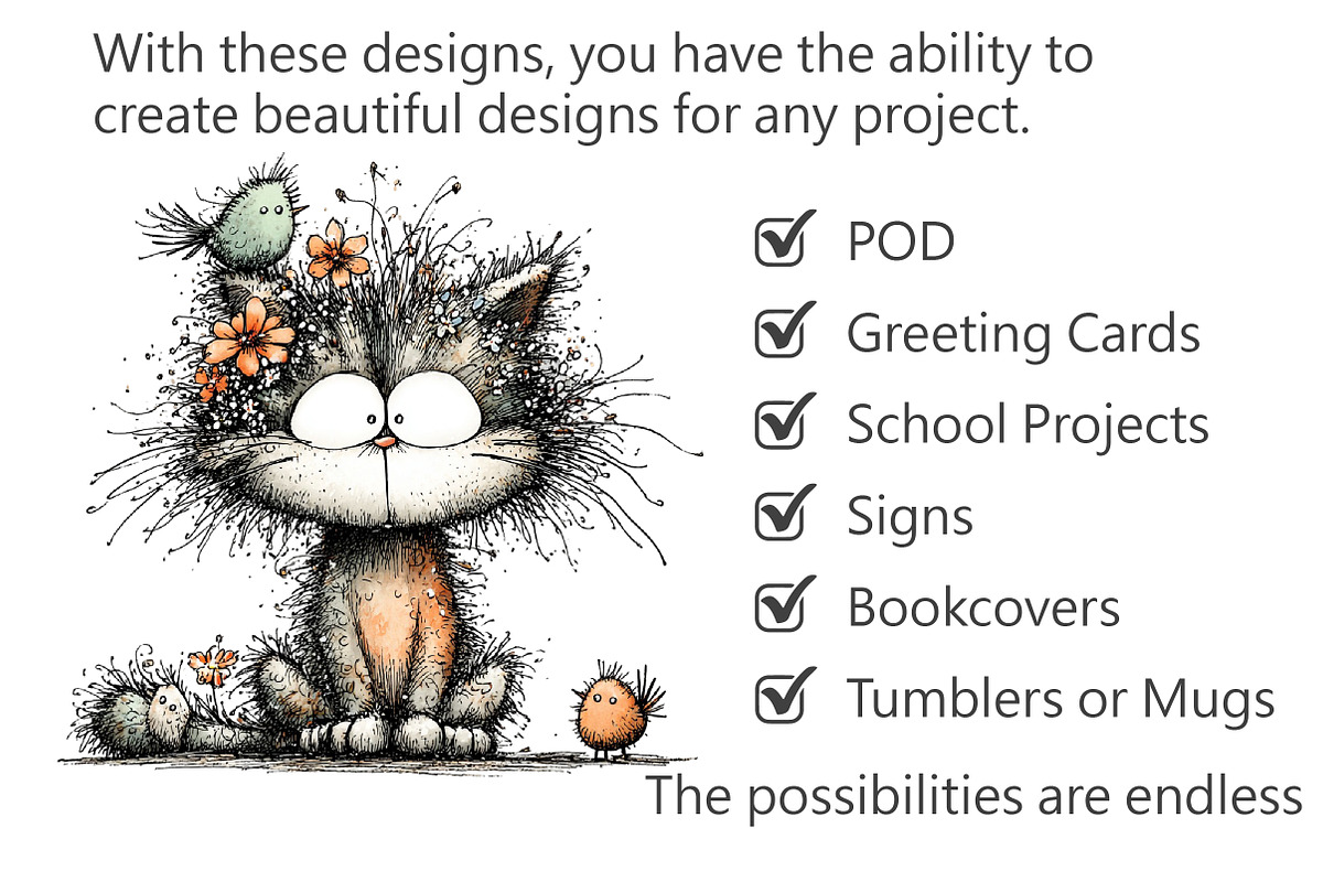 Whimsical Cat Clipart, an Illustration by Pixels.Craft (Photo 3 of 5)
