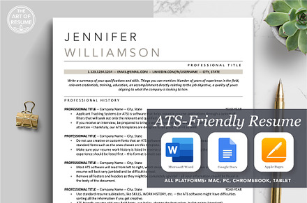 ATS Friendly Resume CV Template, a Resume Template by The Art of Resume