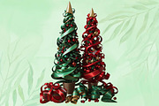 Red and Green Ribbon Christmas Trees, a Seasonal Illustration by Craft Nest (Thumbnail 3 of 5)