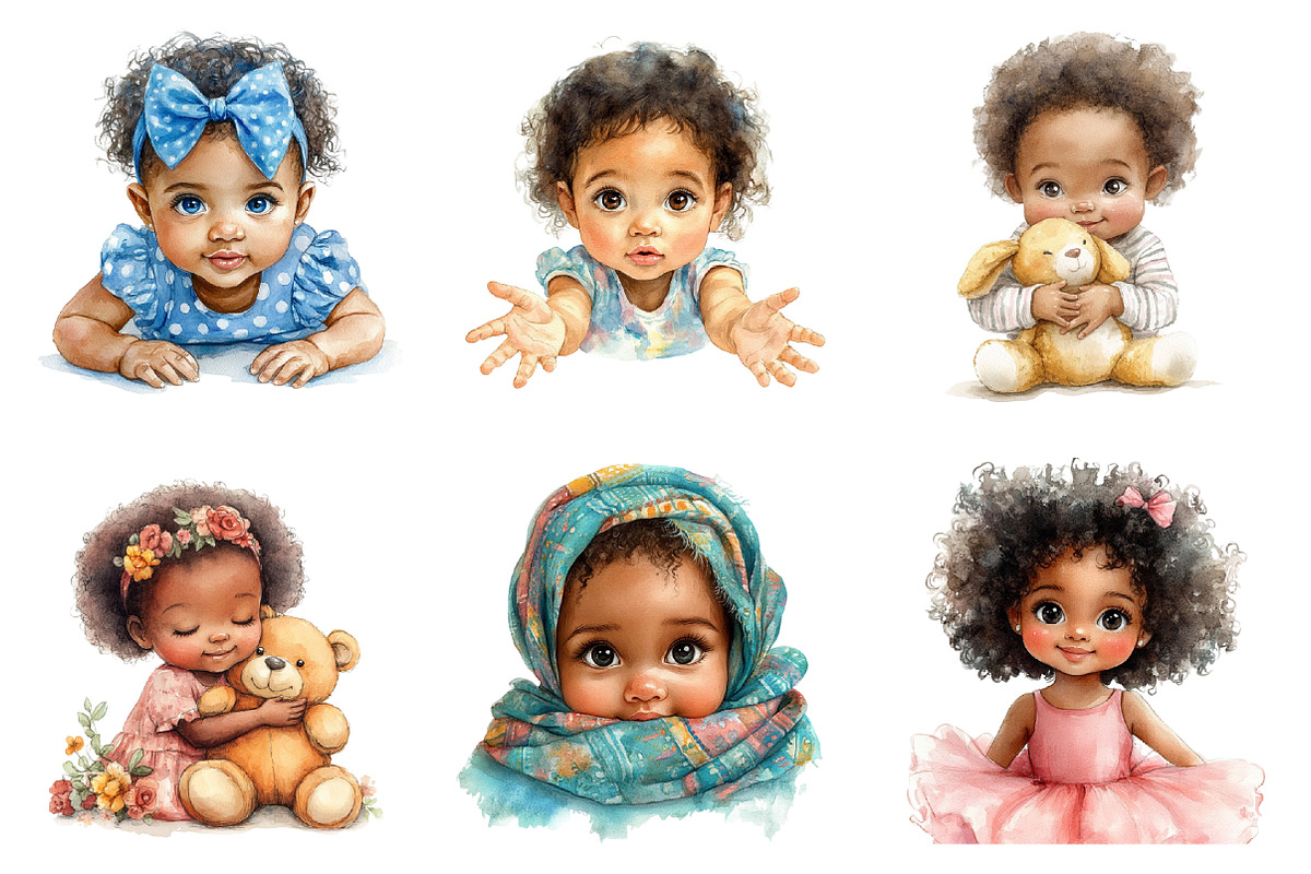 African American Baby Girl Clipart, an Illustration by SinaCreation (Photo 4 of 5)