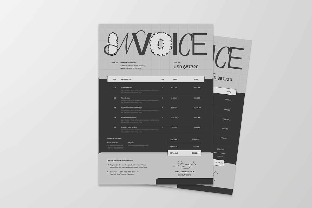 Modern Invoice, a Stationery Template by MMPixelCraft (Photo 1 of 5)
