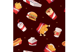 Fast food pattern. seamless, a Food Illustration by Onyx