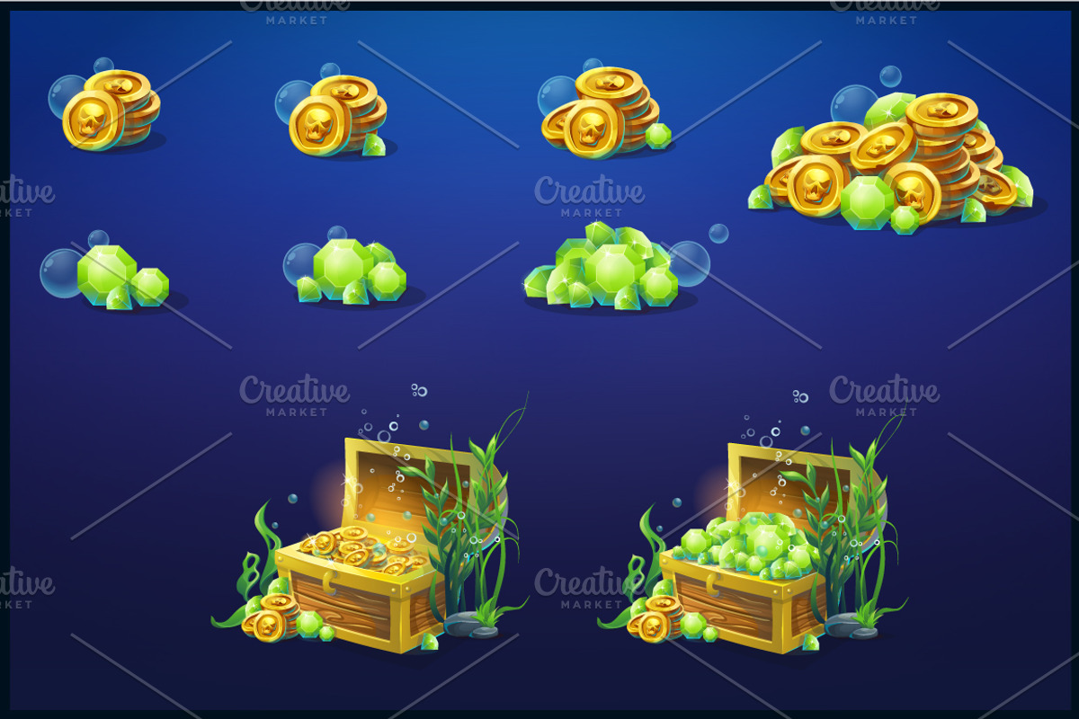 Set of wooden chests, coins, crystal, a Finance Illustration by Nearbirds (Photo 3 of 4)