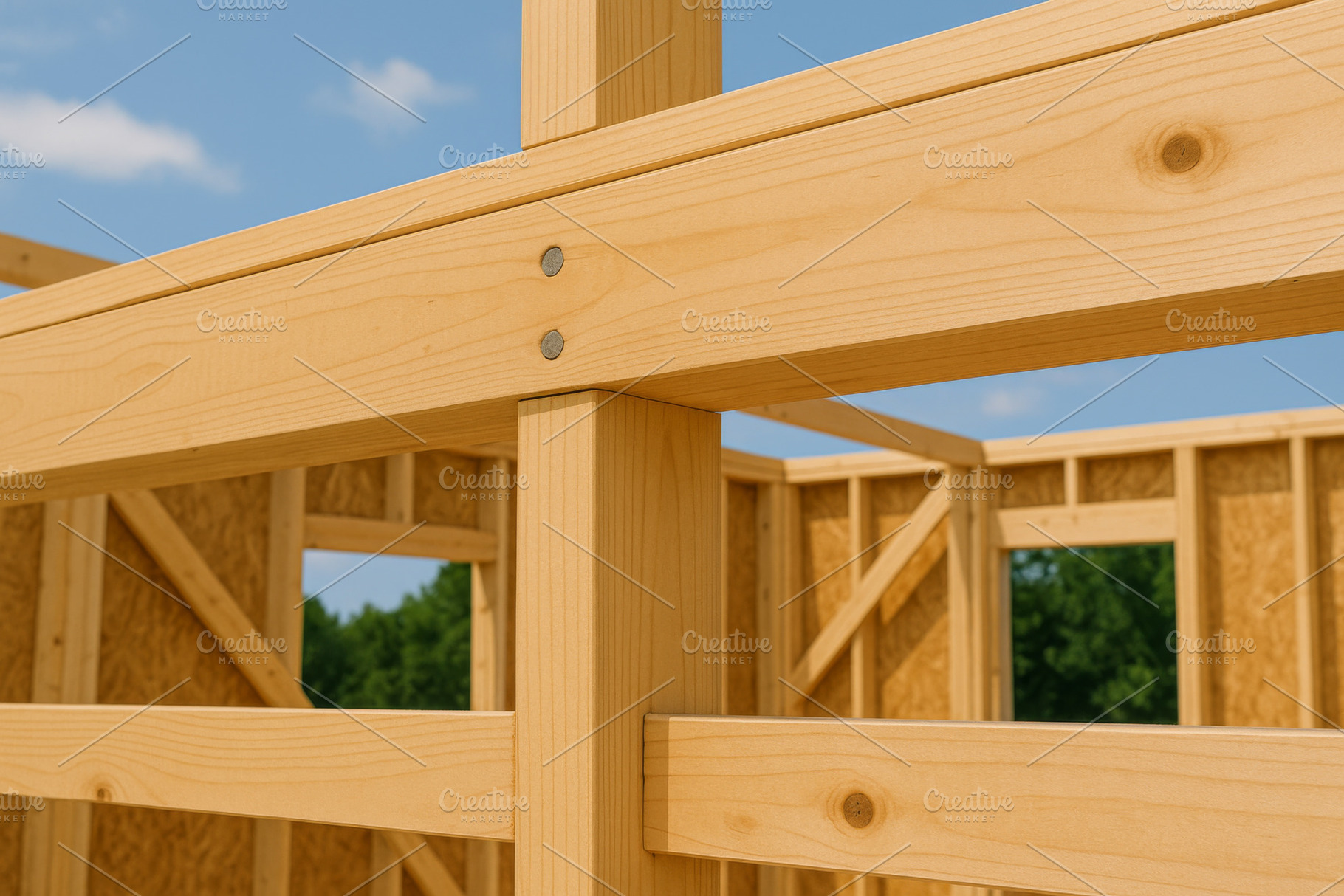 Wooden beam construction detail of c, a Photo by Dvoevnore photos