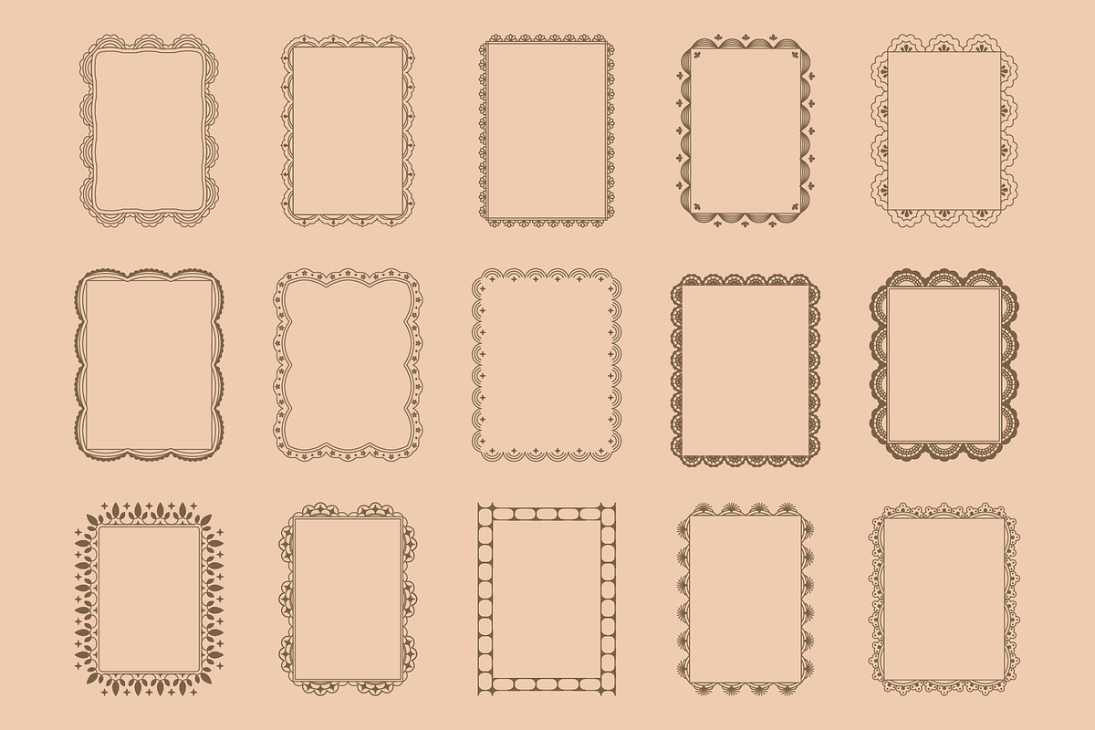 Line Lace Frames - vector designs, an Object Graphic by venimo (Photo 8 of 14)