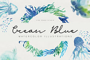 Ocean Life Watercolor Illustrations, an Illustration by Fire Spark Studio (Thumbnail 1 of 8)