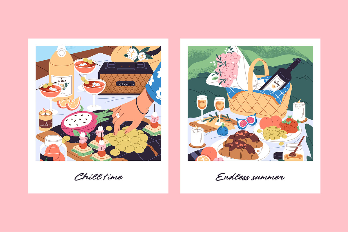 Summer picnic posters, cards set, a Food Illustration by PaperTrident (Photo 5 of 9)