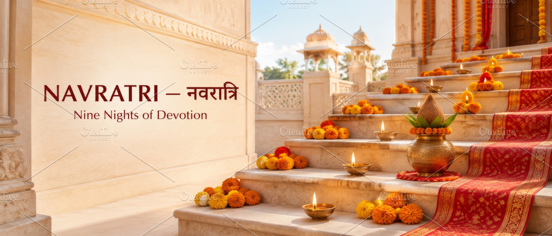 Navratri October festival altar with, a Photo by Dvoevnore photos