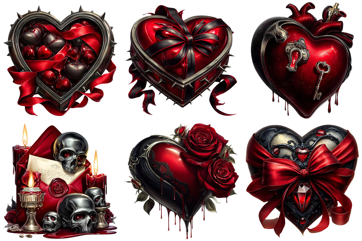 Gothic Valentine Clipart Set, an Illustration by Craft Nest (Photo 7 of 8)