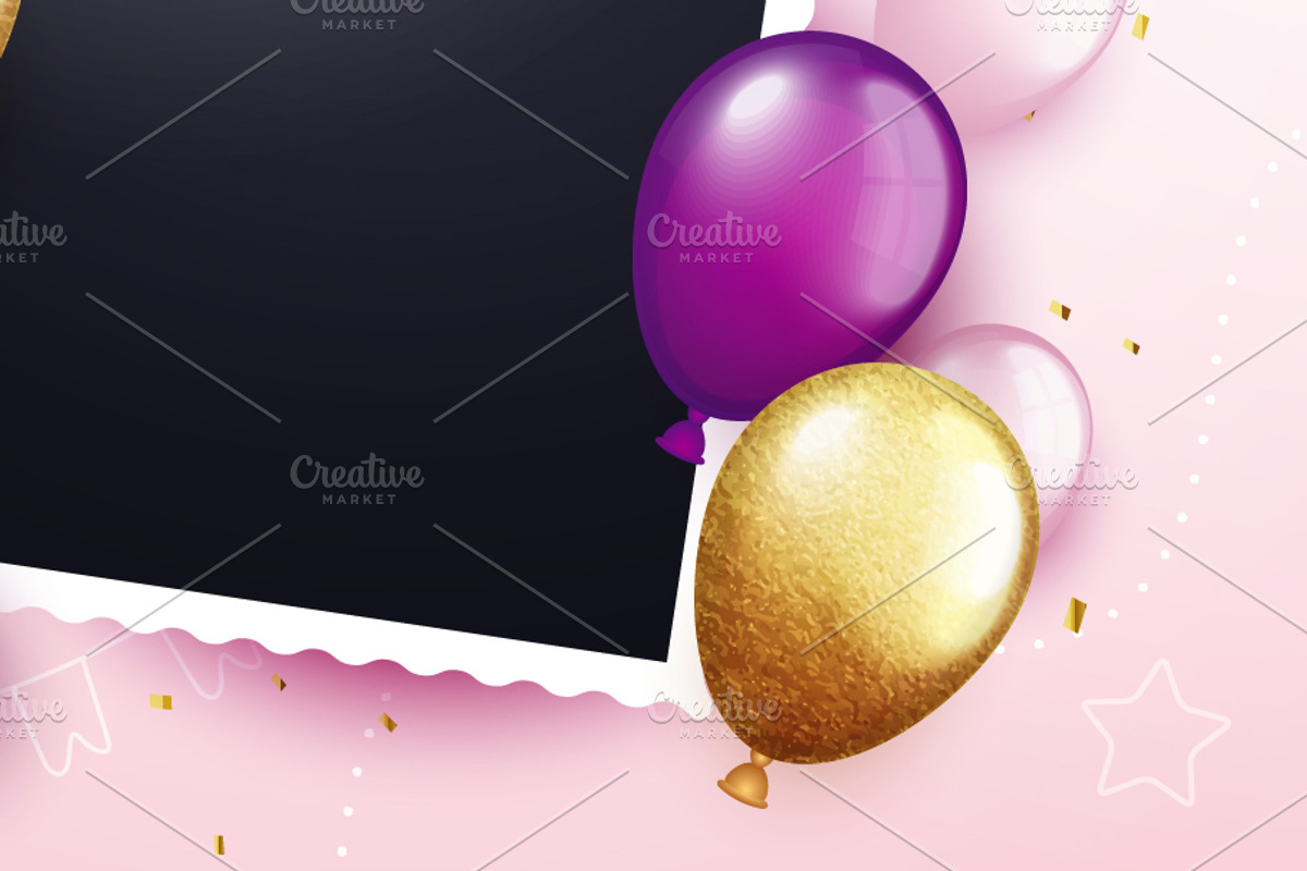 Birthday Party Background With Photo, a Decorative Illustration by Black White Mouse Design (Photo 3 of 3)