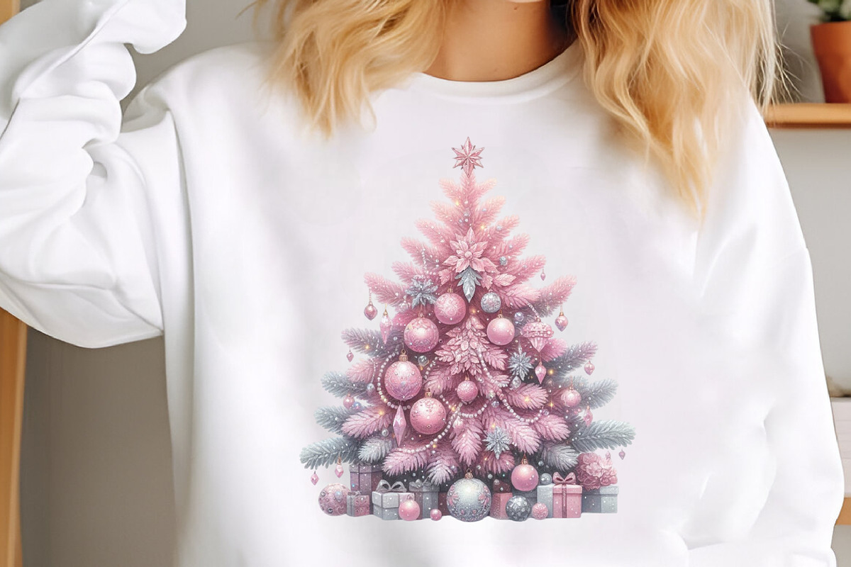 Watercolor Pink Christmas Tree PNG, an Illustration by SinaCreation (Photo 4 of 7)
