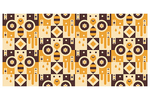 Retro Bee and Honey pattern., a Decorative Illustration by Creative Backgrounds