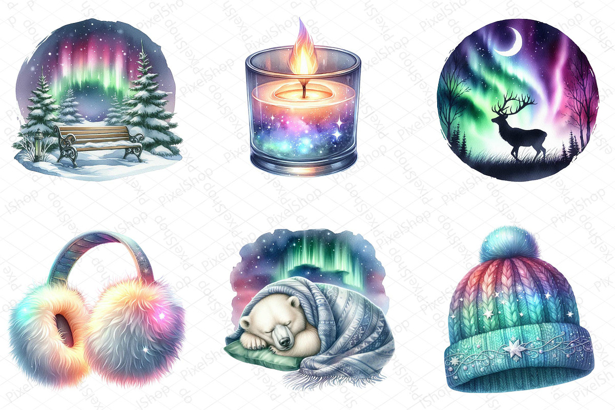 Cozy Winter Northern Lights Bundle, an Illustration by DreamPrint404 (Photo 4 of 5)