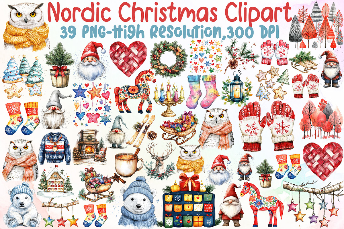Nordic Christmas Clipart, an Illustration by Sublimation Artist (Photo 1 of 6)