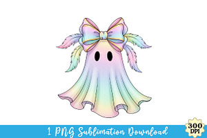 Iridescent Ghost Pumpkin PNG, an Illustration by Watercolor design